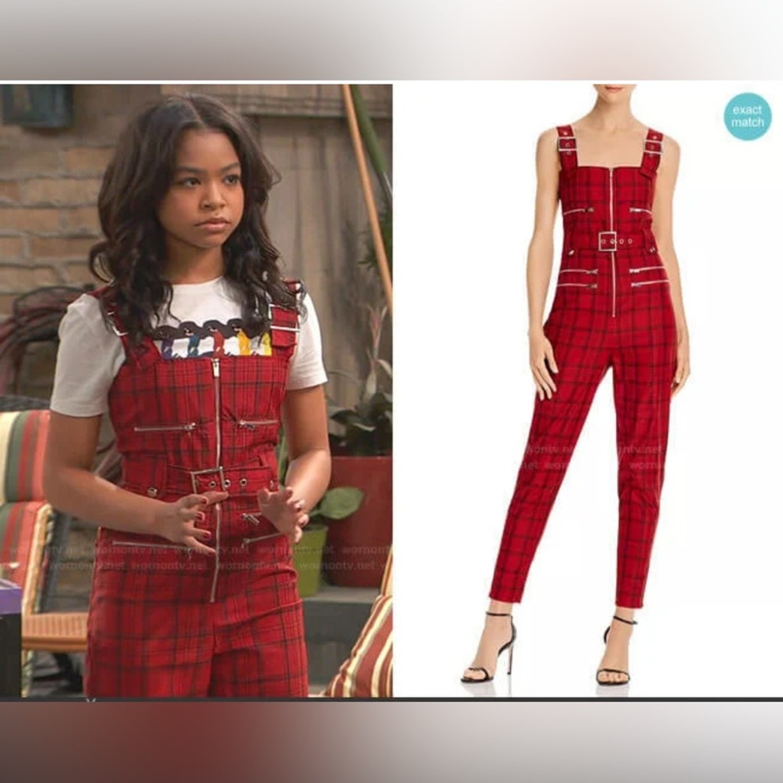 Weworewhat Red Plaid Zip Front Jumpsuit